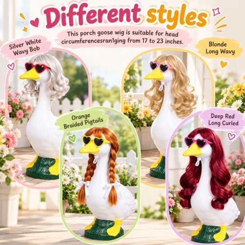 4Pcs Porch Goose Wigs Set porch goose outfits Accessories for Outdoor Statue Accessories Garden Patio Yard Goosey Decoration (FZL-4Pcs) - Image 3
