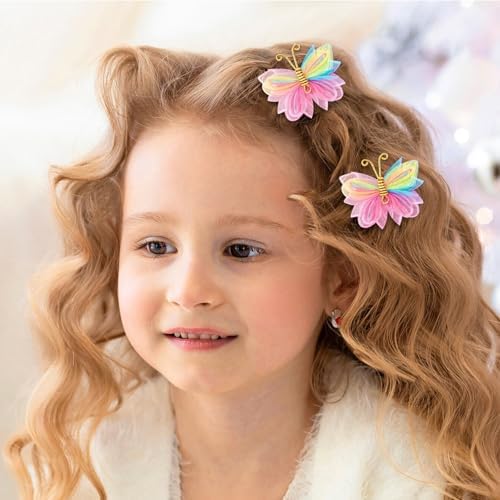 10Pcs Mini Butterfly Hair Bows for Girls Rhinestone Moving Hair Clips - Image 6