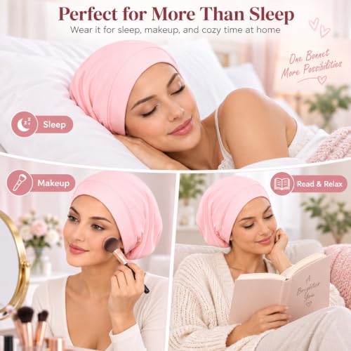 YFONG Silk Lined Bonnet for Sleeping Women Men, Real Mulberry Silk Lining - Image 6