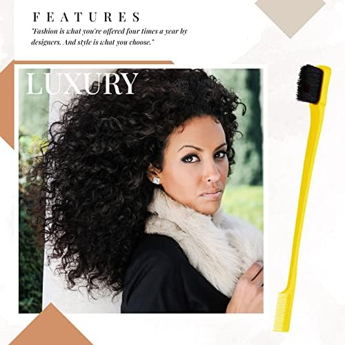 Geiserailie 3 Pcs Slick Back Hair Brush Set Bristle Brush, Yellow - Image 2