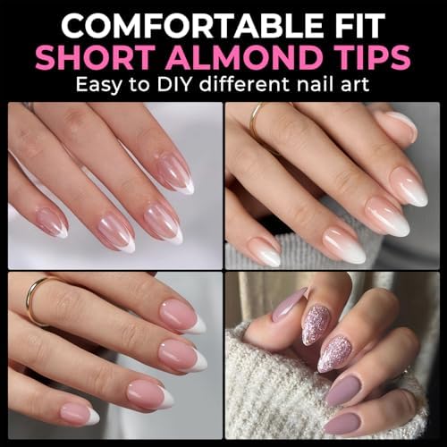 UNA GELLA Short Almond Nail Tips 216PCS X-Soft Gel Fake Nails Extensions - Image 2