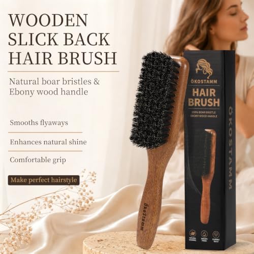 Slick Back Hair Brush with Boar Bristle Brings Smoothing Brush - Image 3