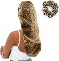 Extra Large Satin Bonnet Silky Sleep Cap for Women, Double-Layer Long Hair Bonnet with Tie Band for Braids/Curly/Long Hair - Leopard by senthair