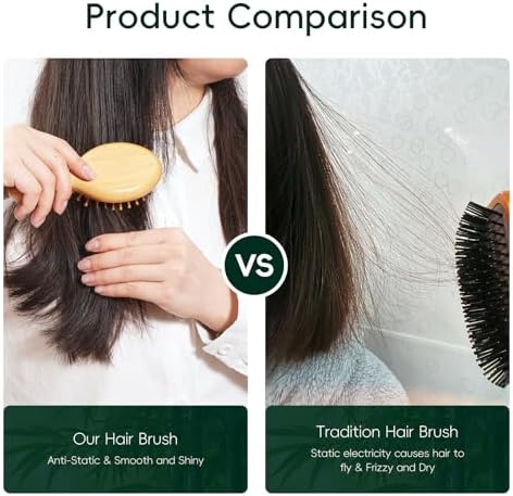 MRD Bamboo Hair Brush Set, 4-Piece Detangling Hairbrush and Comb Kit, Paddle Brush for Women Men Kids, All Hair Types-Gift Box - Image 5