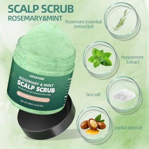 Rosemary Scalp Scrub Exfoliator for Oily Scalp Deep Clean 10.58 oz - Image 2