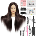 TwoWin 26"-30'' Mannequin Head Human Hair, 90% Human Hair with Tripod Stand, Face Gem Hairdressing Training Doll Head with Tripod & Clamp, Styling Practice Manikin for Cutting, Braiding, Makeup, Cosmetology Students by Twowin