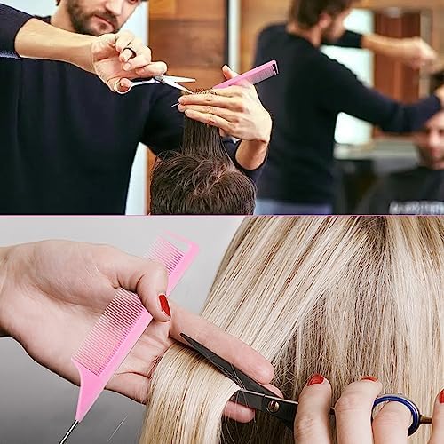 Rat Tail Combs 20 PCS, Parting Combs for Braiding Hair Carbon fiber heat-resistant anti-static,for Sectioning, Parting, Styling Hairs (Pink) - Image 3
