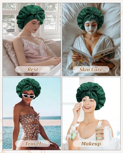Satin Bonnet for Sleeping Women Silk Sleep Bonnet for Curly Hair Wrap with Elastic Tie Band Night Cap - Image 7