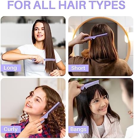 RHOS Brand Hair Comb, Double Head Folding Travel Hair Brush - Mini Pocket Size Comb for Women and Girls, Detangling Hair Comb for Purse, Bags, All Hair Types (Purple) - Image 5