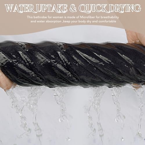 SINLAND Women's Spa Wrap Microfiber Bath Body Wrap, Black, 32"x60" - Image 5