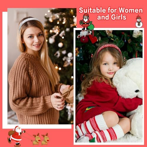 Headbands for Girls, 3 Pack Glitter Christmas Girls Headbands - Image 5