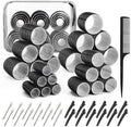 4 Sizes Hair Rollers for Women Set - 50 Pcs Hair Curler Rollers with Clips, Self Grip Hair Rollers for Long, Short Hair and Bangs, 25mm, 36mm, 48mm, 60mm, Black by BESSEEK