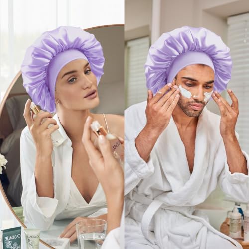 Satin Silk Bonnet for Hair, Double Layer Sleep Cap for Men & Women - Image 6