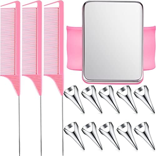 Patelai Stitch Braid Tool Finger 10 Hair Parting Ring,Pink, Silver by Patelai