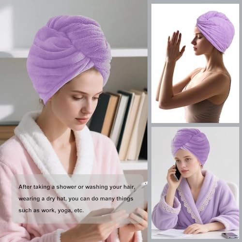 Microfiber Hair Drying Towel Wrap,Hair Turbans Towel for Wet Hair - Image 5