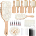 6 Sets DIY Wooden Hairbrush Craft Kit 10" Pearl Shell, Square by Acellegic