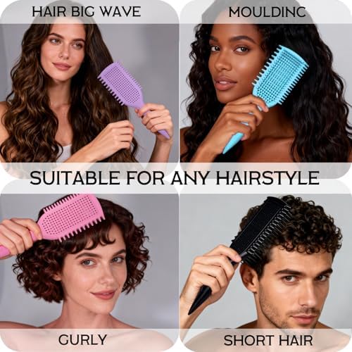 Detangler Brush for Curly Hair, Lightweight Curly Hair Brush with Vented Design for Easy Glide, Effortlessly Detangles Without Pulling or Snagging, Suitable for All Wet and Dry Hair Types (Black) - Image 6