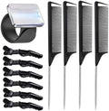 Magnetic Wristband for Hair Stylist Pin Wristband Wrist Pin Holder Braiders Wristband with 4 Pieces Hair Rat Tail Combs 6 Pieces Plastic Clip (Black) by Unknown