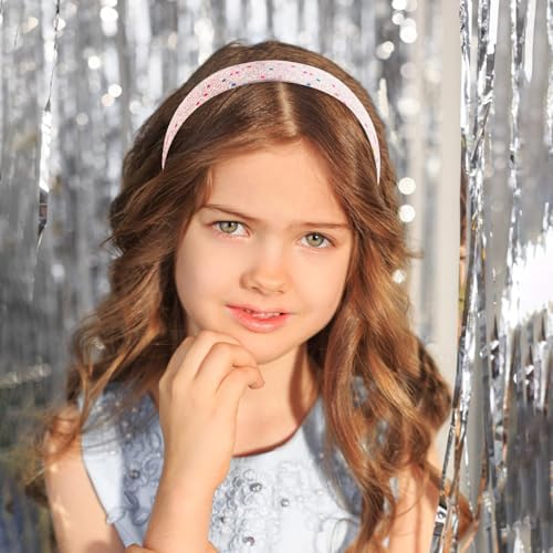 Headbands for Girls Women, 6Pcs 1.2" Wide Glitter Headbands Women Girls Sparkly Rainbow Pink Green Hairbands Hair Accessories for Teens & Adults Party, Back to School, Daily Outfits - Image 7