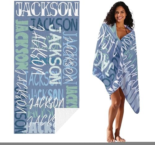 JML Personalized Beach Towel with Name, Custom Beach Towel with Name, Customized Microfiber Pool Towel, Quick Dry & Absorbent Swim Towel for Adult,Anniversary, Birthday, Summer Holiday,Vacation - Image 2