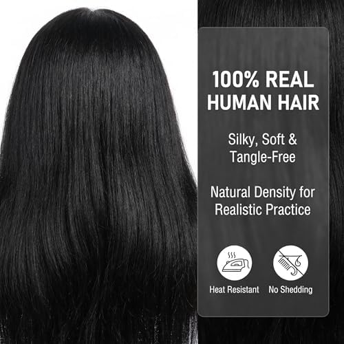 16 Inch 100% human hair mannequin head practice head for braiding - Image 2