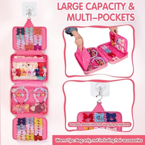 Hair Accessories Storage Bag for Baby Girls, Bow Organizer Holder with Hook - Image 2