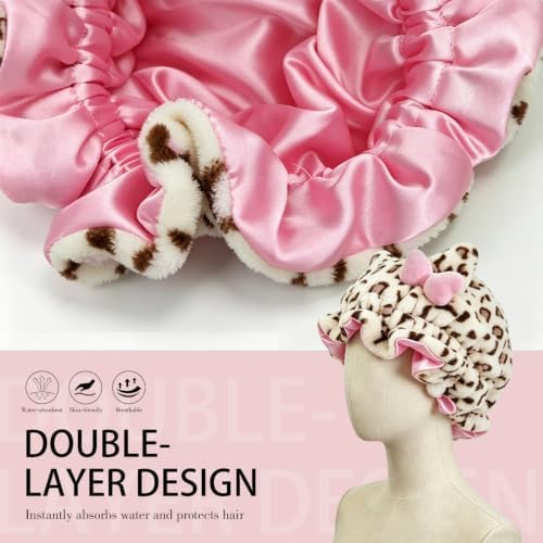 Satin Lined Sleep Bonnet for Women, Teddy Plush Hair Bonnet, Silk Wrap for Curly & Braided Hair, Anti-Frizz Night Cap - Image 4