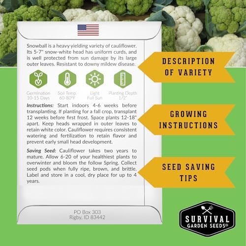Cauliflower Seeds 4 Variety Pack for Planting – Survival Garden Seeds - Image 2