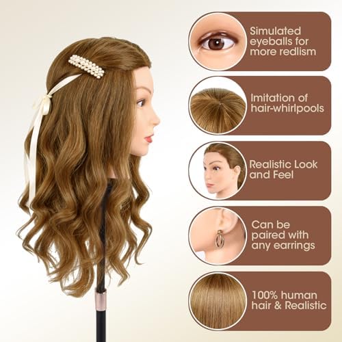 100% Real Human Hair Mannequin Head-22-24''Female Human Hair Hairstyle Head - Image 4
