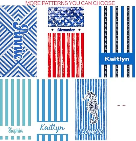 JML Personalized Beach Towel with Name, Custom Cabana Stripe Beach Towel, Customized Microfiber Pool Towel, Quick Dry & Absorbent Swim Towel for Adult,Mother's Day, Birthday, Summer Holiday,Vacation - Image 2