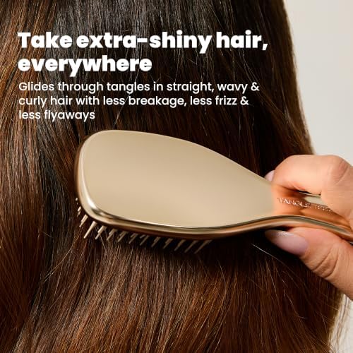 Tangle Teezer Chrome Detangler Mini Hair Brush, Straight to Curly, Gold - Image 4