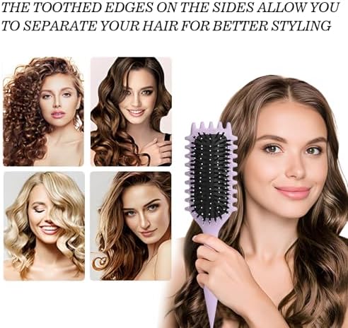 Curly Hair Brush, Vented Curl Defining Brush Anti Frizz Detangler Comb for Wet Dry Hair, Effortlessly Shape Curls Waves Styling Brush for Women Men Salon Home Daily Use - Purple - Image 3
