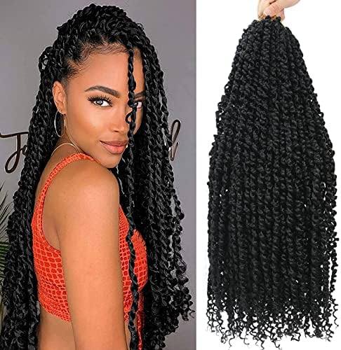 9 Packs Passion Twist Crochet Hair 18 Inch Pre-twisted Passion Twist Hair Pre Looped Crochet Passion Twist Hair Bohemian Passion Twist Crochet Hair for Women Girls and Kids (18Inch,1B) by Pofworld