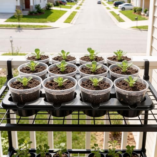 5 Pack 12 Cell Seed Starter Trays with 60 4 Inch Nursery Pots - Image 5