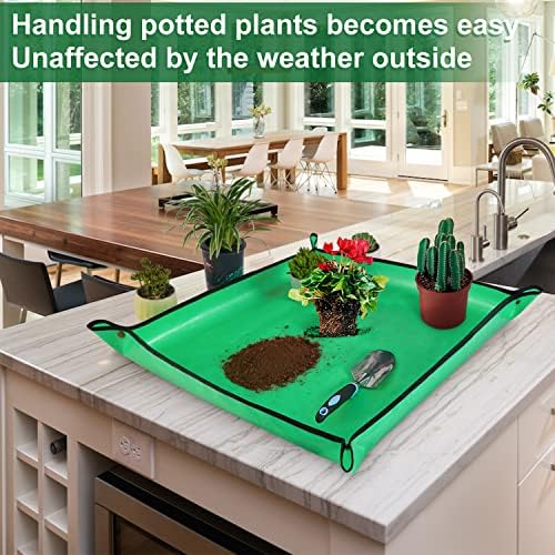 HNXTYAOB Repotting Mat for Indoor Plant Transplanting and Mess Control 27"x 27" Thickened Waterproof Potting Tray Foldable Succulent Potting Mat Portable Gardening Mat Garden Gifts for Women & Men - Image 3