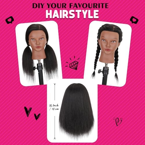 Mannequeenhead Human Hair Mannequin Head for Braiding Styling with stand - Image 4