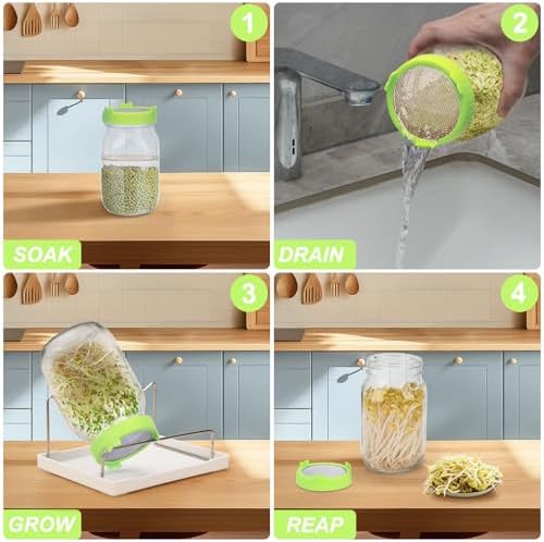 2000ML Seed Sprouting Kit, 2 Sprouts Growing Kits, Large Sprouting Jar Kits - Image 6