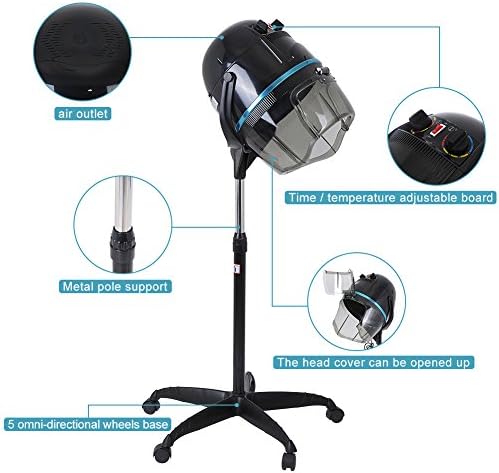 Hooded Floor Dryer, Professional Rolling Standing Hair Dryer Hair Processor Adjustable Hooded Hair Bonnet Dryer Salon Hair Styling Tool for Hot Perm Hair-Drying Hair Treat Hair Treatment - Image 2