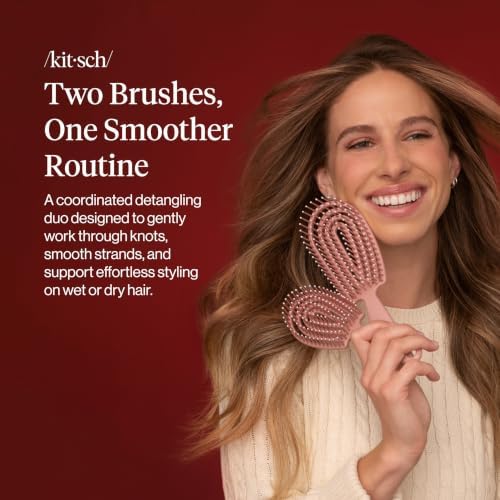 Kitsch Flexi Flow Duo Detangler Brush, Hair Brushes For Women - Terracotta - Image 2