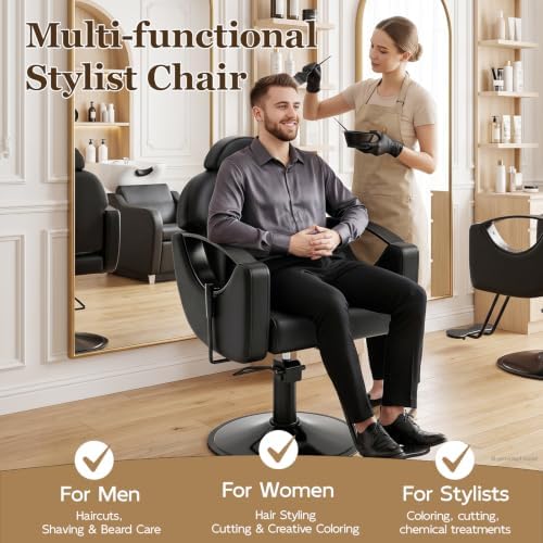 Salon Chair for Hair Stylist Reclining Barber Chair for Home Barbershop - Image 7
