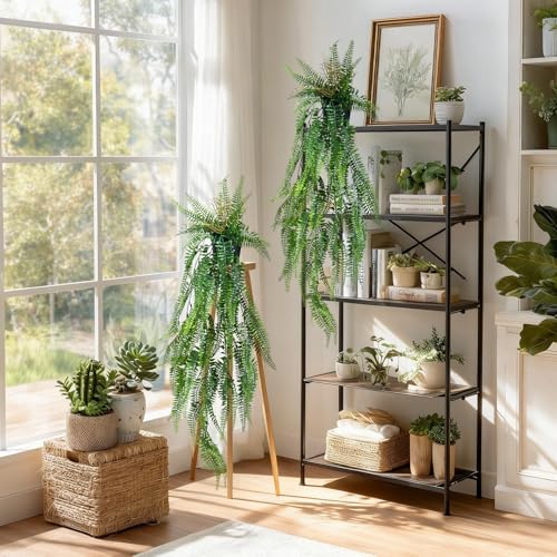 Artificial Hanging Plant 2 Pcs Faux Eucalyptus Vine Ivy Vine Faux Plant Fake Potted Greenery for Wall Living Room Home Shelf Office Bathroom Outdoor Indoor Decor (Type 3) - Image 4