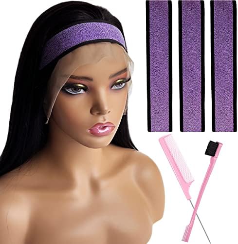 Wig Band and Lace Melting Band Set - Elastic Edge Wrap Bands to Keep Lace Front Wigs in Place and Lay Edges (5 Piece Set, Purple) by Iraatraa
