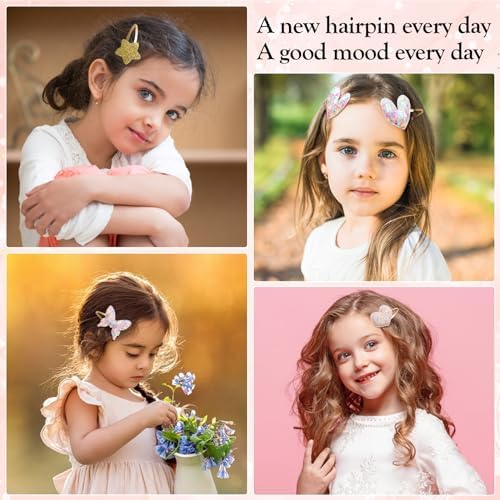 Gingbiss Hair Clips Set: 16 Sparkly Metal Snap Barrettes for Girls, Flower/Star/Crown/Heart/Butterfly Shaped Styling Accessories - Image 4