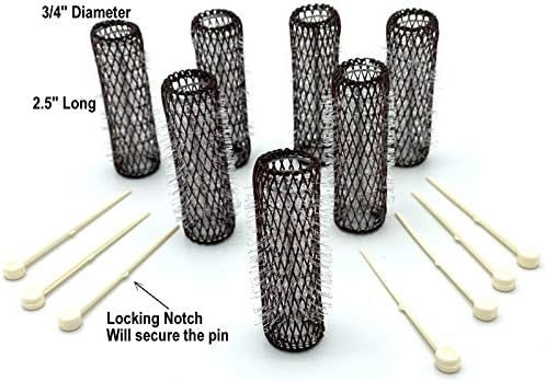 ALAZCO 14 pc Vintage Style Hair Roller Medium BRUSH ROLLERS & PINS Mesh Hair Curlers With Bristles 2.5"x 3/4", with Flexible Locking Pins - Image 4