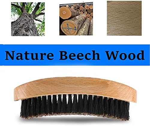 Premium Hard Palm Curved Wave Brush - Medium Hard Brush with Beech and Black Mix Bristles for Men's Hair Styling (Wood Color 2) - Image 4