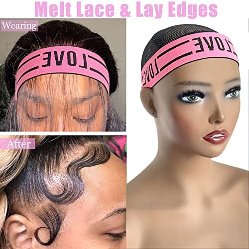 Wig Bands For Keeping Wigs In Place, Lace Melting Band Elastic Bands for Wig Edges, 2 PCS, LovePink - Image 2
