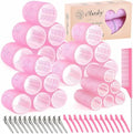 obeoby 4 Sizes Hair Rollers for Women Self-Grip Curlers Set, Pink Star by obeobyhairaccessories