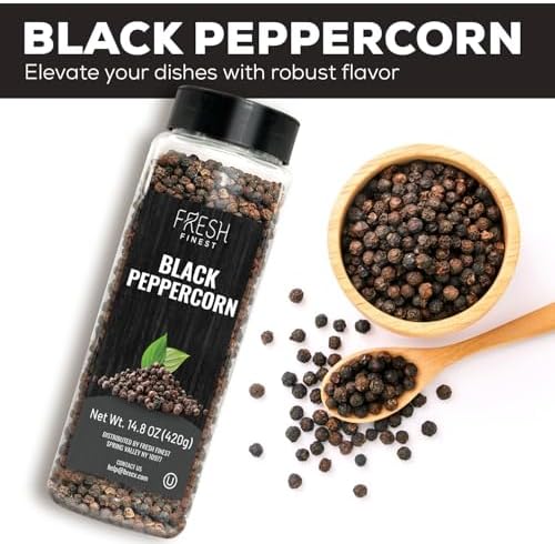 Fresh Finest Black Peppercorns 14.8oz - Premium Quality Whole Black Pepper - All-Natural, Non-GMO, Gluten-Free, Kosher - Perfect for Grinders, Cooking, and Seasoning - Image 3