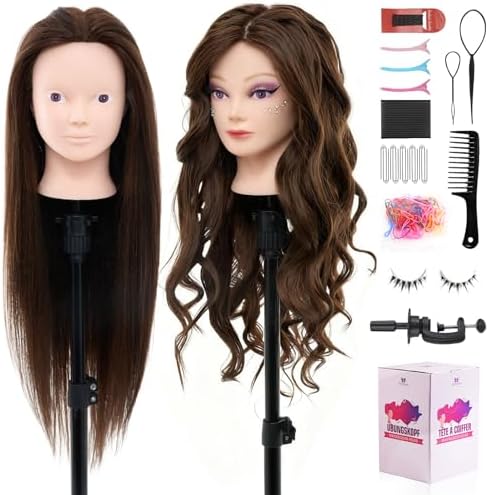 28" Mannequin Head with 80% Human Hair for Hair Styling Makeup Practice#4 by NeverlandBeautyHealth