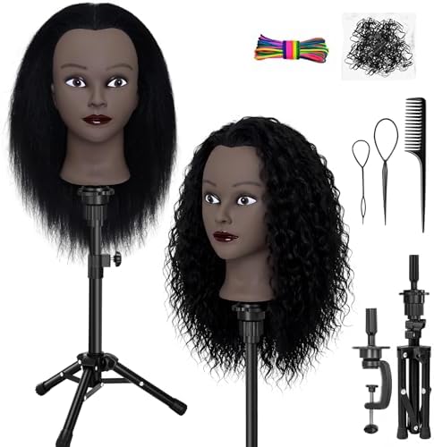 16" Mannequin Head with Hair for Hairdressing Training and Hair Styling by Yekavo